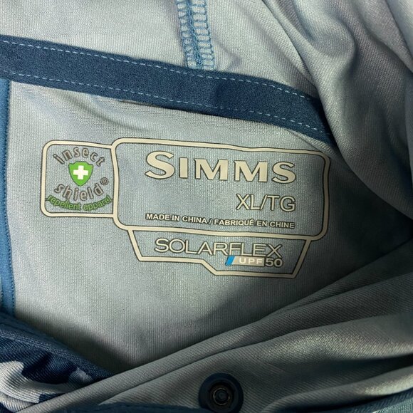 Simms SolarFlex Hoody Hoodie Men's XL Blue Gray Camo Fishing Performance UPF 50 - Picture 9 of 15
